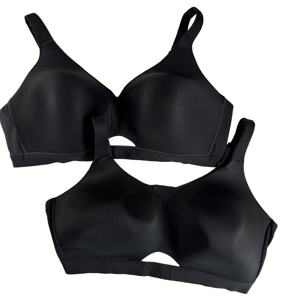 Lot of Two Cacique 48DDD Black Bras Lightly Padded Underwire-free Lane Bryant